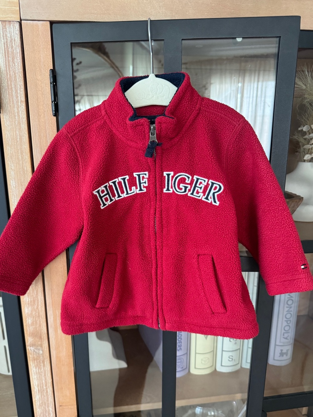 Y2K Tommy Hilfiger full zipper up jacket patches varsity mock fleece embroidered